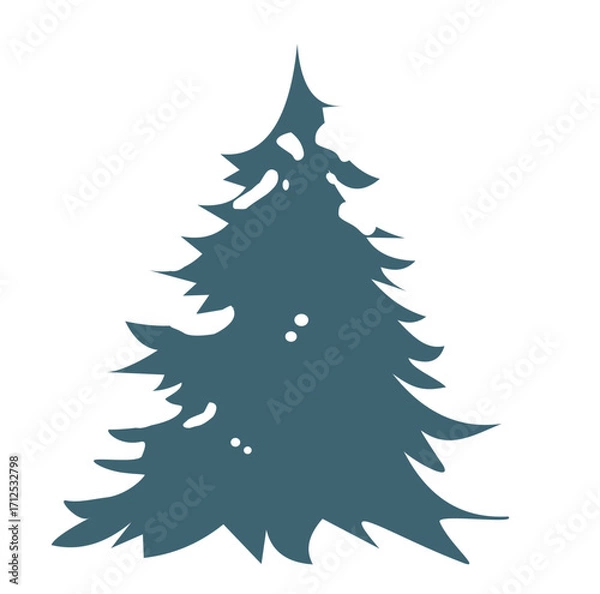 Fototapeta Christmas tree and winter tree vector illustrations, including pine, fir, and leafless seasonal trees. Perfect for holiday cards, decorations, posters, prints, and festive graphic design projects.