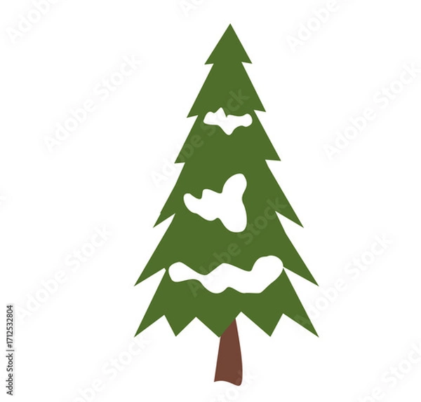 Fototapeta Christmas tree and winter tree vector illustrations, including pine, fir, and leafless seasonal trees. Perfect for holiday cards, decorations, posters, prints, and festive graphic design projects.