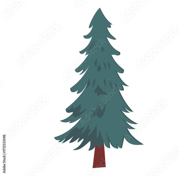 Fototapeta Christmas tree and winter tree vector illustrations, including pine, fir, and leafless seasonal trees. Perfect for holiday cards, decorations, posters, prints, and festive graphic design projects.