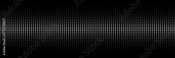 Fototapeta Flowing dots particles wave pattern halftone gradient curve shape isolated on white background. Vector in concept of technology, science, music