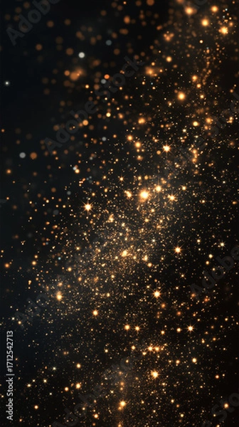 Fototapeta abstract particles glitter celebration gold color defocused dark vertical background
