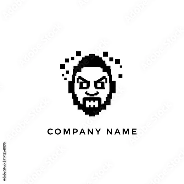 Fototapeta Pixelated Face Logo Design - Retro Gaming and Technology Concept.