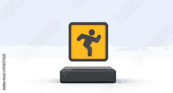 Fototapeta Minimalist 3D pictogram of a runner in motion, a floating symbol for speed and physical activity