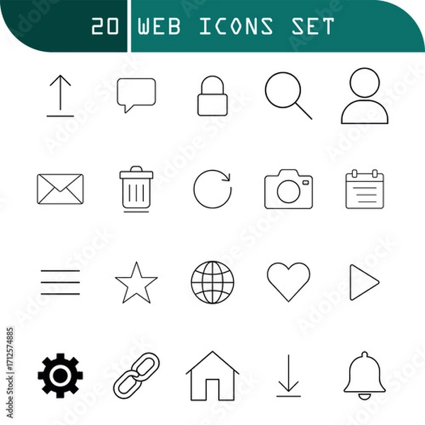Fototapeta Vector art of collection of web icons for user interface design