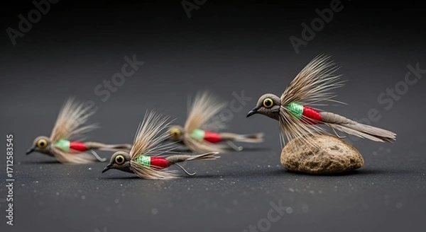 Obraz Four Artificial Birds Leaving Nest.