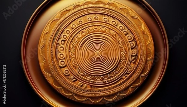 Fototapeta golden brown circular pancake with circular patterns