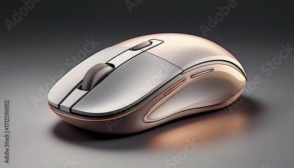 Fototapeta modern wireless computer mouse in light gray
