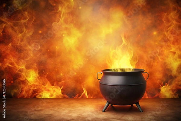 Fototapeta Finish faint ash specks for a fiery cauldron mood