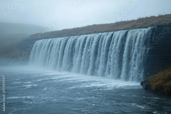 Obraz Waterfall cascading in mist.