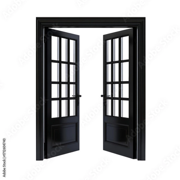 Fototapeta Black window open, isolated on background (PNG)