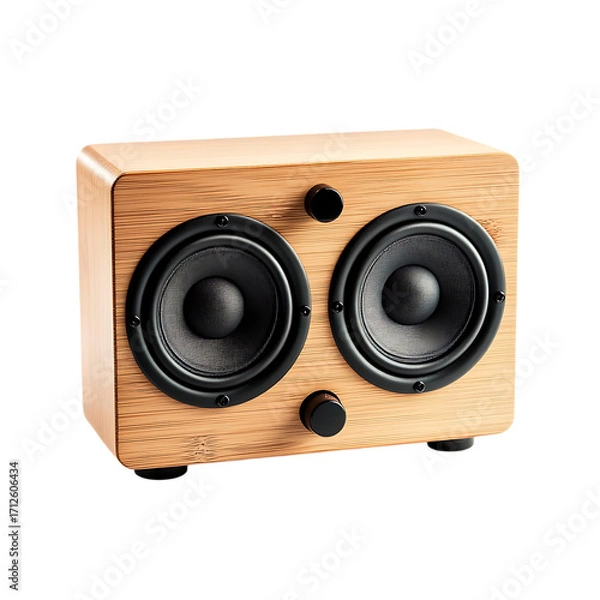 Fototapeta High-quality wooden speaker with a sleek design, perfect for audiophiles and music enthusiasts. Features a rich wood finish that enhances any modern or classic interior. isolated on background (PNG)