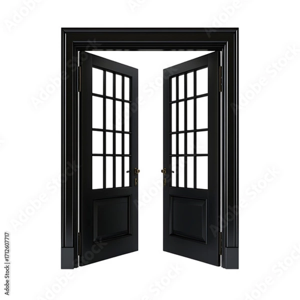 Fototapeta Black window open, isolated on background (PNG)