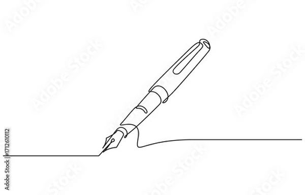Fototapeta Continuous one line drawing of Pen vector illustration. Editable stroke