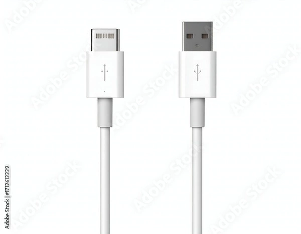 Fototapeta USB Cable Data transfer White background.