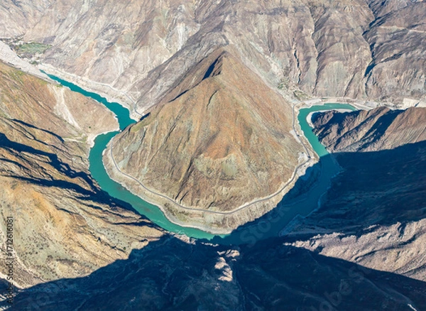 Fototapeta Aerial view of the First Bend of the Jinsha River in Yunnan Province	
