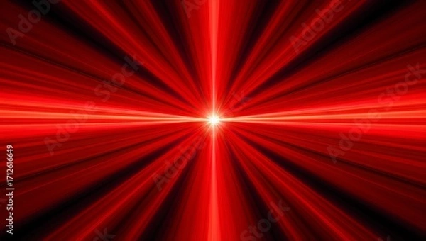 Fototapeta Vibrant abstract background with a powerful central red light burst, radiating intense energy rays outwards, symbolizing dynamic power, excitement, and dazzling brilliance