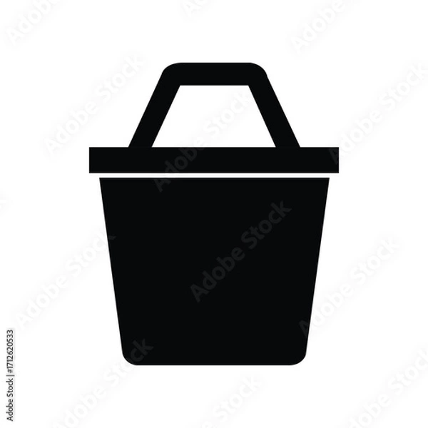 Fototapeta Simple black shopping basket icon displayed against a clean, crisp white background