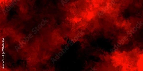 Fototapeta Abstract grunge red and black powder explosion cloud on black background. dark red smoke Like cloud wave effect on black. dark fire flame grunge texture background. toned fiery red sky.