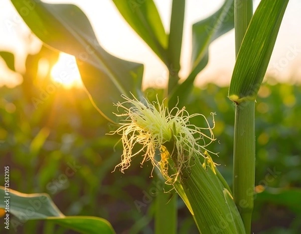 Obraz Corn tassel at sunset
