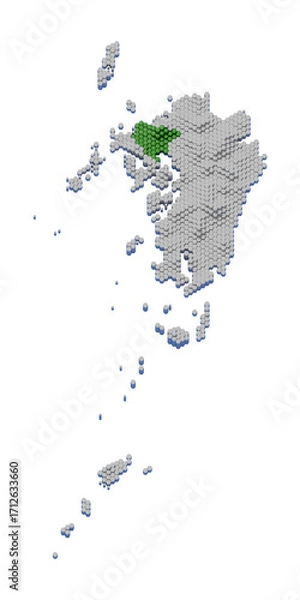 Obraz ハニカム構造状の佐賀県の立体地図