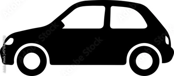 Obraz Simple Black Car Icon – Minimalist Vehicle Silhouette