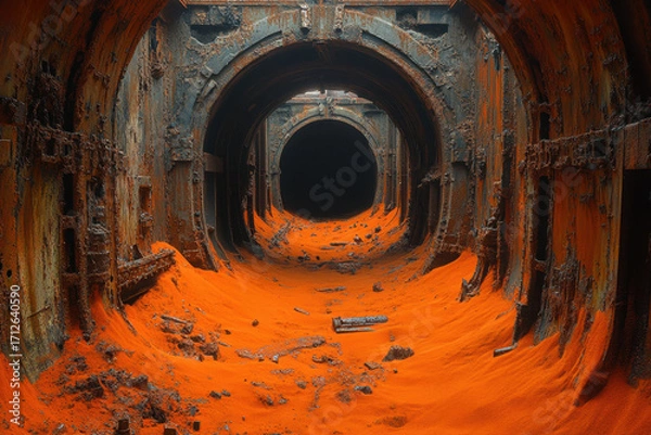 Obraz Orange sand-filled tunnel.