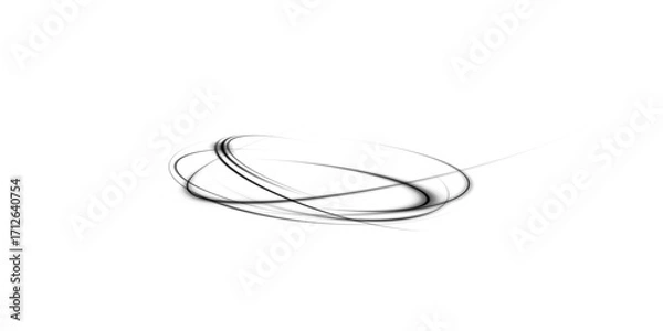 Fototapeta Circular Light Wave with Neon Black Glow and Motion Blur Effect, Isolated Transparent Electric Swirl for UI or Backgrounds