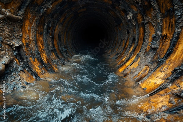 Obraz Large pipe in river.