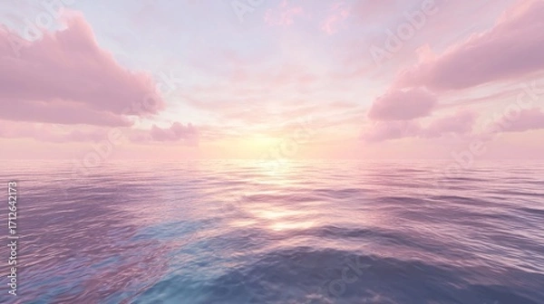 Obraz Serene pastel sunset over calm ocean.
