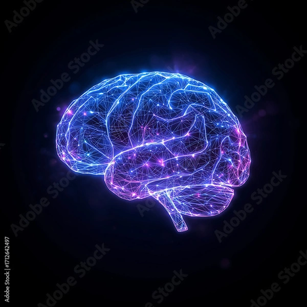 Fototapeta Cybernetic Brain with Electric Neural Lines – Symbol of Smart Technology and AI