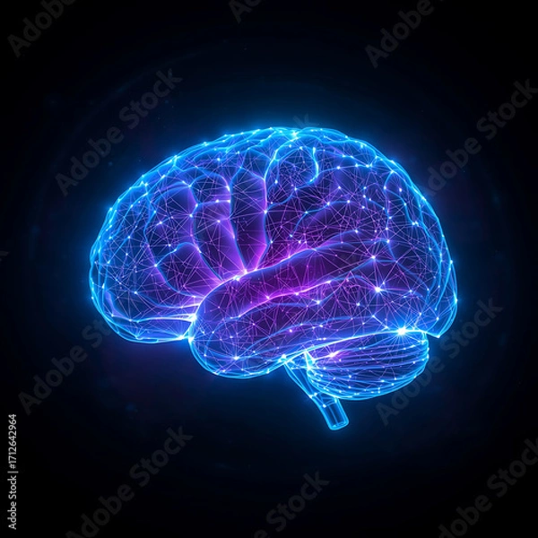 Fototapeta Futuristic Artificial Intelligence Brain Made of Glowing Blue Neural Connections