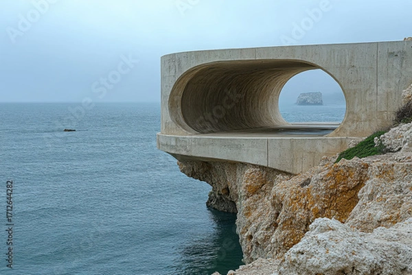 Obraz Concrete structure on cliff edge.