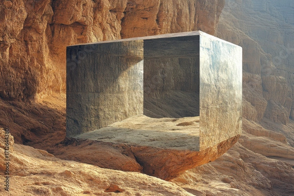 Fototapeta Cube in the desert sand.