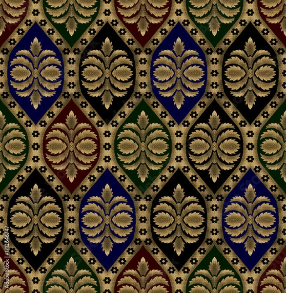 Fototapeta Abstract seamless color full paisley mughal motif bunch pattern