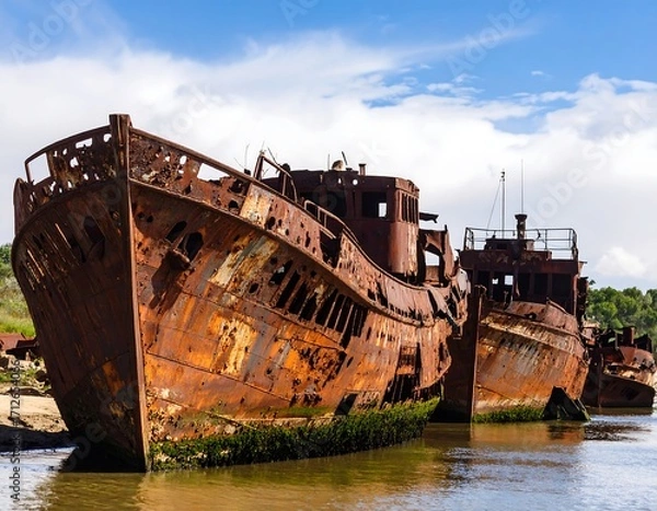 Obraz Rusty shipwrecks on a beach