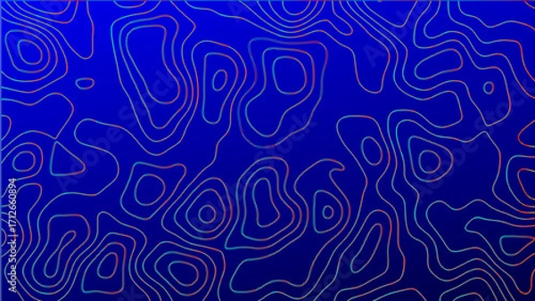 Fototapeta Abstract Blue Topographic Map Lines – Dark Terrain Contour Vector Background for Modern Design & Geography Art. stylish geographic landscape vector for maps and design projects.