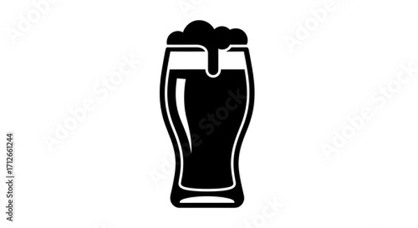 Obraz Stylized Silhouette of a Refreshing Beer Glass with Frothy Head.