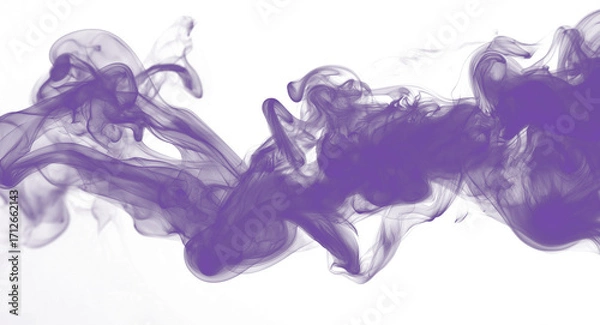 Fototapeta Purple smoke isolated on transparent or white background, creating a mystical, flowing, and artistic effect ideal for design, digital, and creative projects.