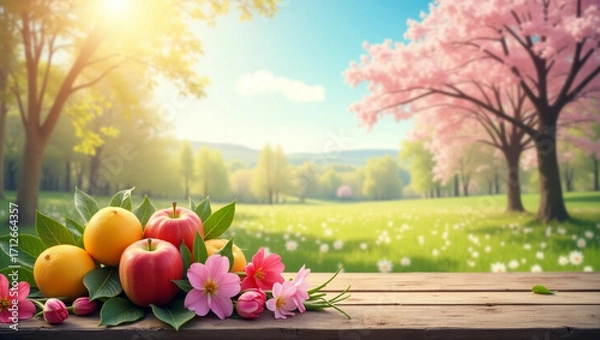 Fototapeta spring in the park with tulips