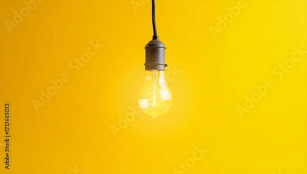 Obraz light bulb on yellow background
