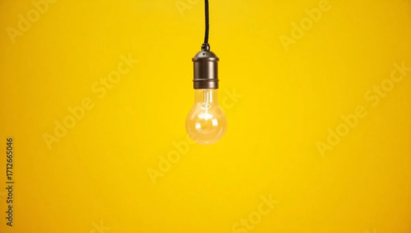 Obraz light bulb on yellow background