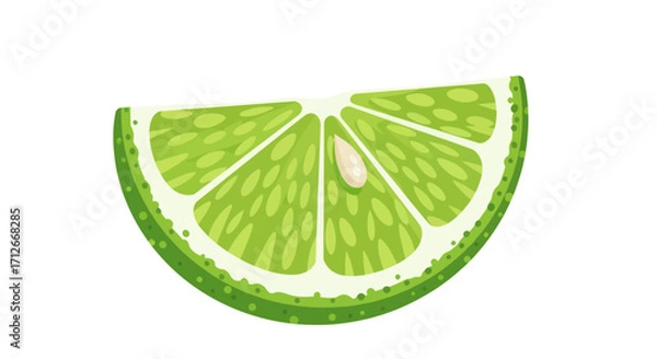 Obraz A vibrant green illustrated wedge of a fresh lime fruit.