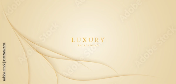 Fototapeta Cream background with elegant golden lines, use for template or cover. Elegant premium cream background. vector illustration	