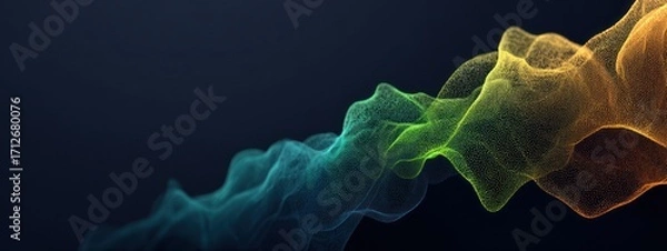 Fototapeta Colorful wave of light moving gracefully through a dark background in a digital design