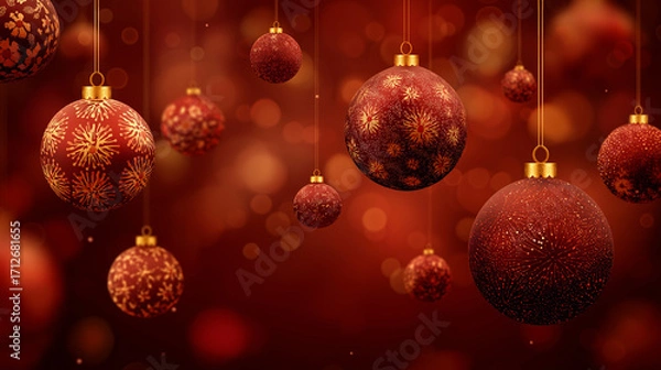 Obraz red christmas balls background