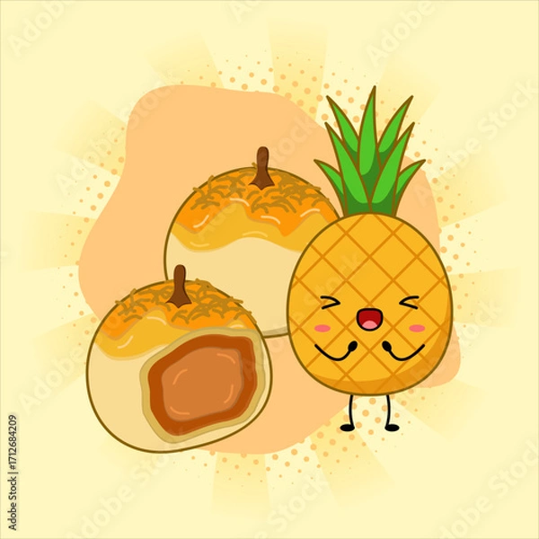 Fototapeta Cute pineapple tarts or nastar.Vector illustration design. EPS 10.