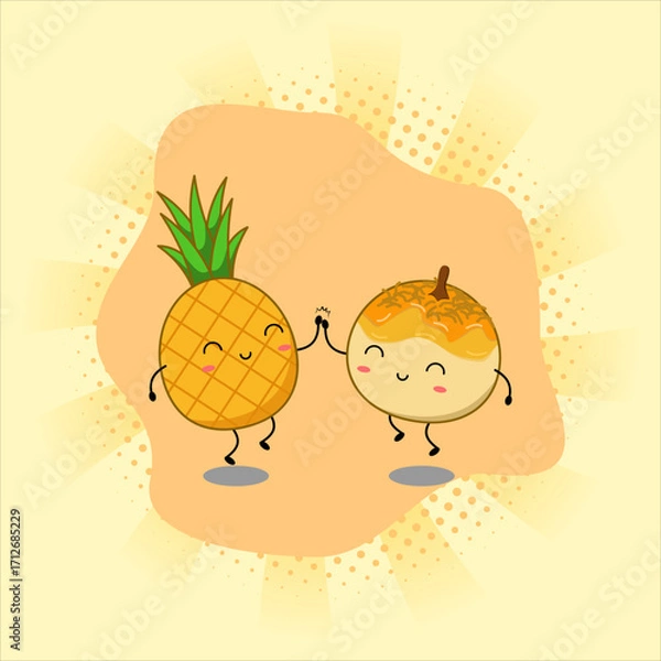 Fototapeta Cute pineapple tarts or nastar.Vector illustration design. EPS 10.