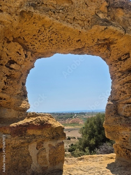 Fototapeta view of the ancient roman ruins of the roman amphitheater