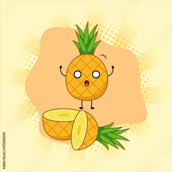 Obraz Cute pineapple cartoon.Vector illustration design. EPS 10.