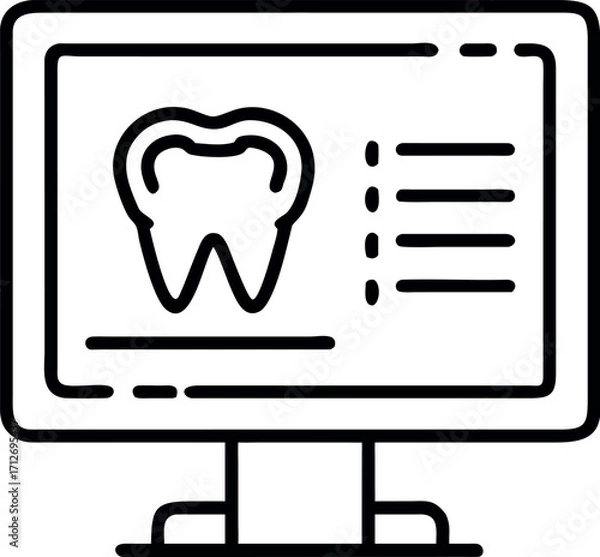 Fototapeta Vector art of computer screen displaying tooth icon and medical data illustration design